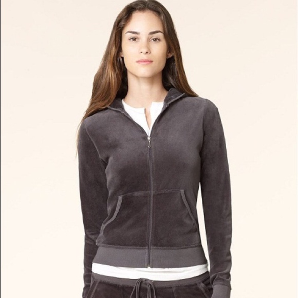 Juicy Couture Velour Zip-Up Jacket - Gray
